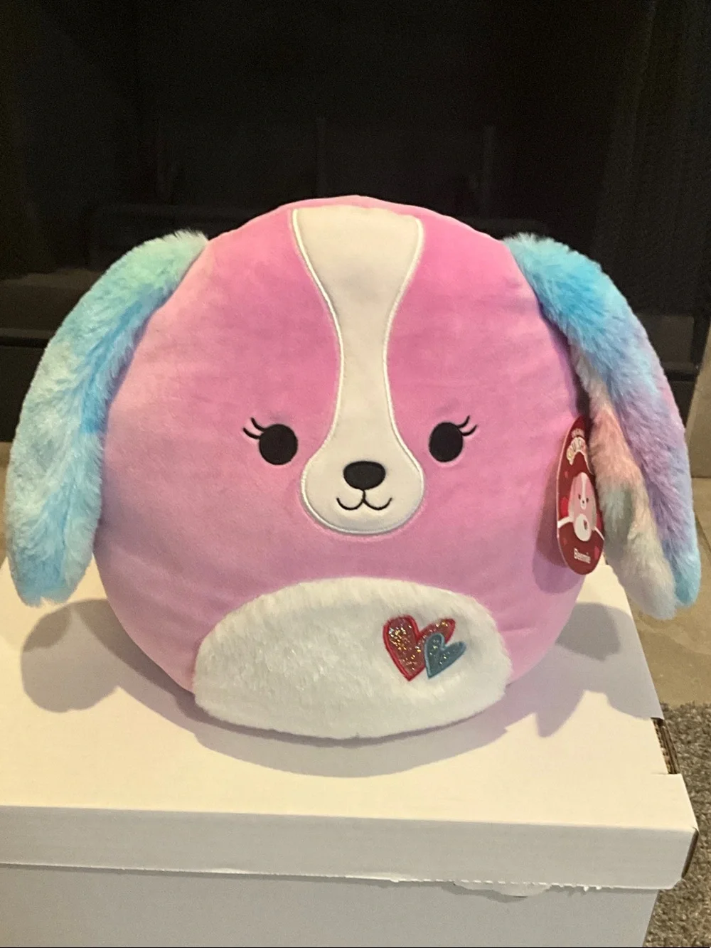 Squishmallows Pink Plush Puppy with Blue Pastel Ears